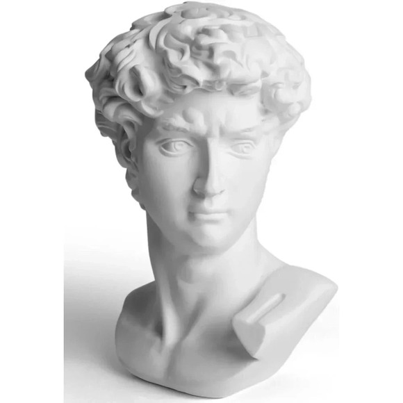 Home Decor White Classic Greek Roman Bust Resin David Statue Head Sculptures  6" - Picture 1 of 6